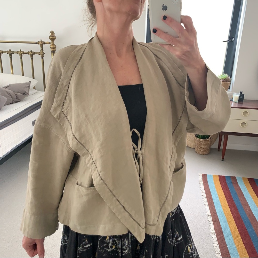 OSKA Linen Summer Jacket Size 2 UK 12 Ecru Lagenlook Artisan - Picture 7 of 12